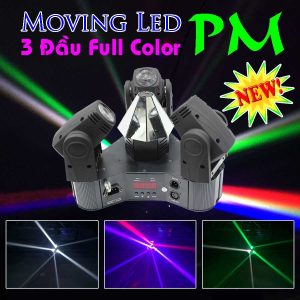 Đèn Moving head led 3 đầu full color, đèn moving head các loại, đèn moving head led