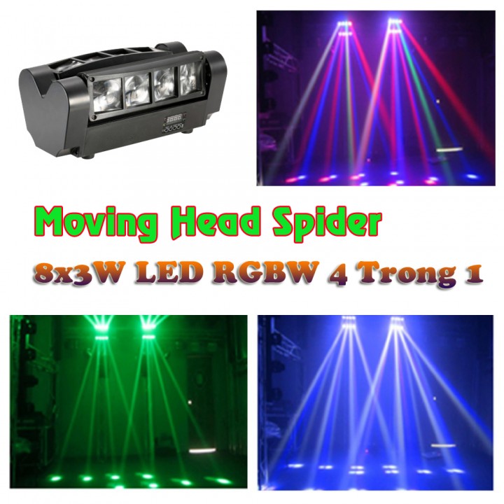 Đèn Moving head mini Spider 8x3W RGBW và ánh sáng của đèn