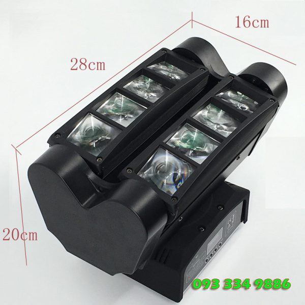 Kích thước đèn moving head Spider 8 mắt 3 trục quay