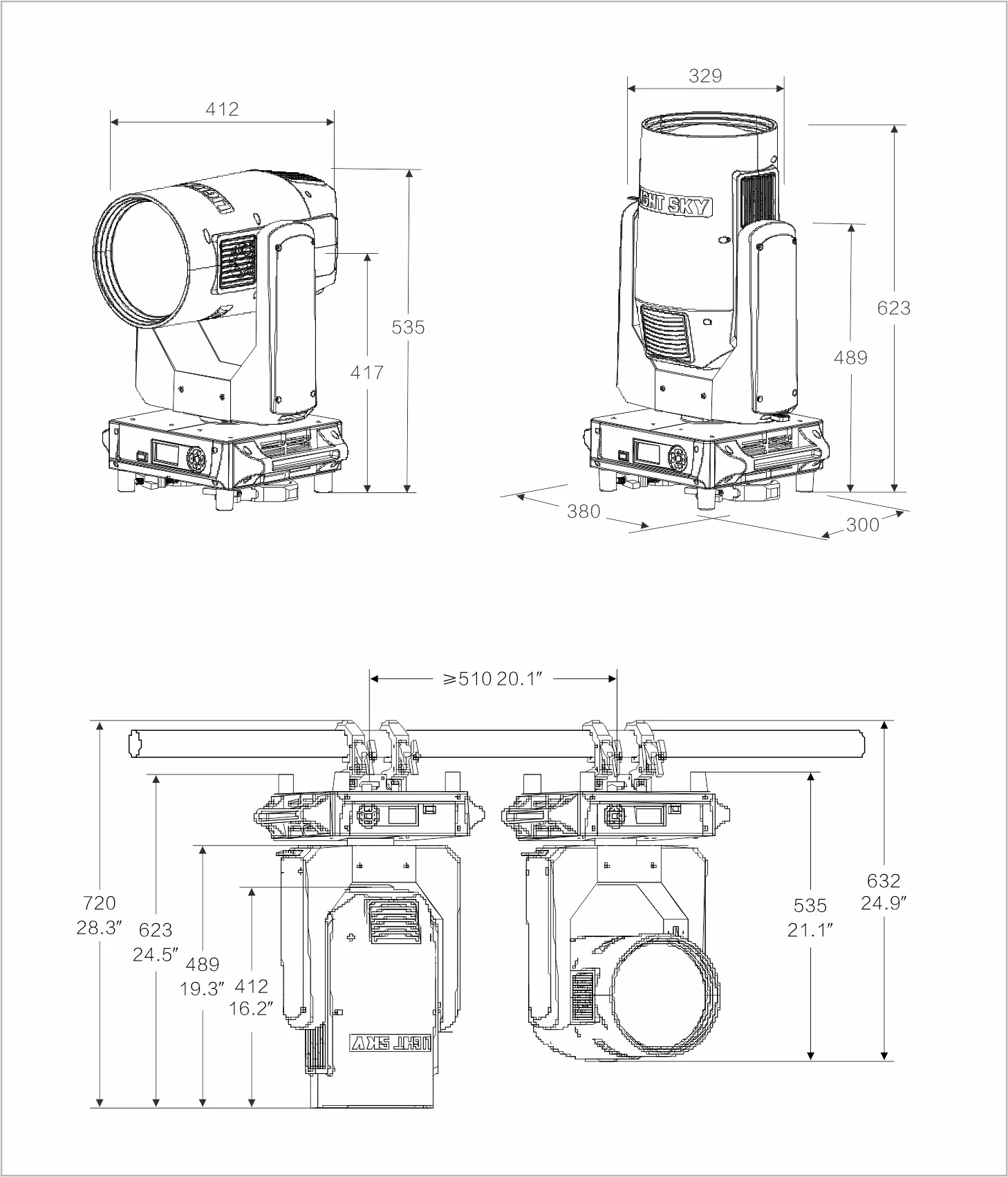 Chi tiết kích thước của BEAM LUNAR MAX